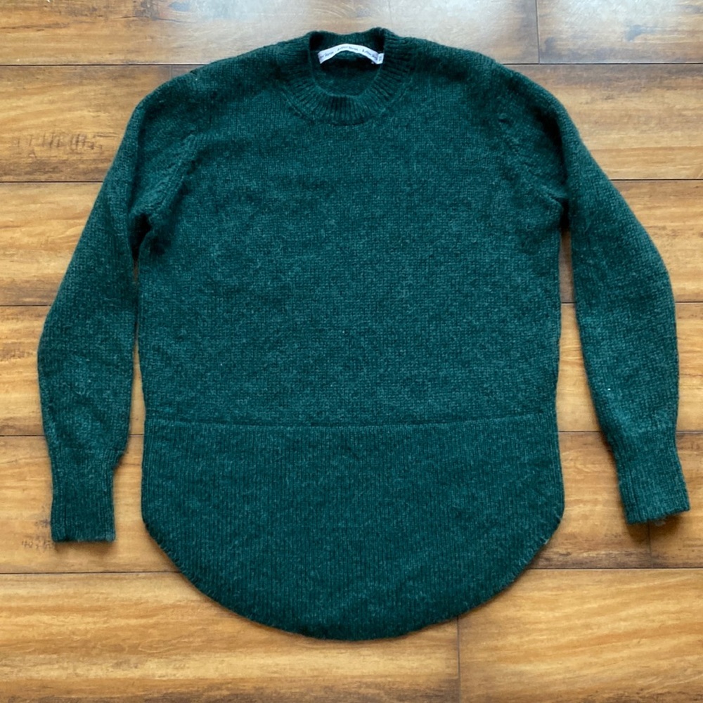 & Other Stories Green Curved Hem Sweater